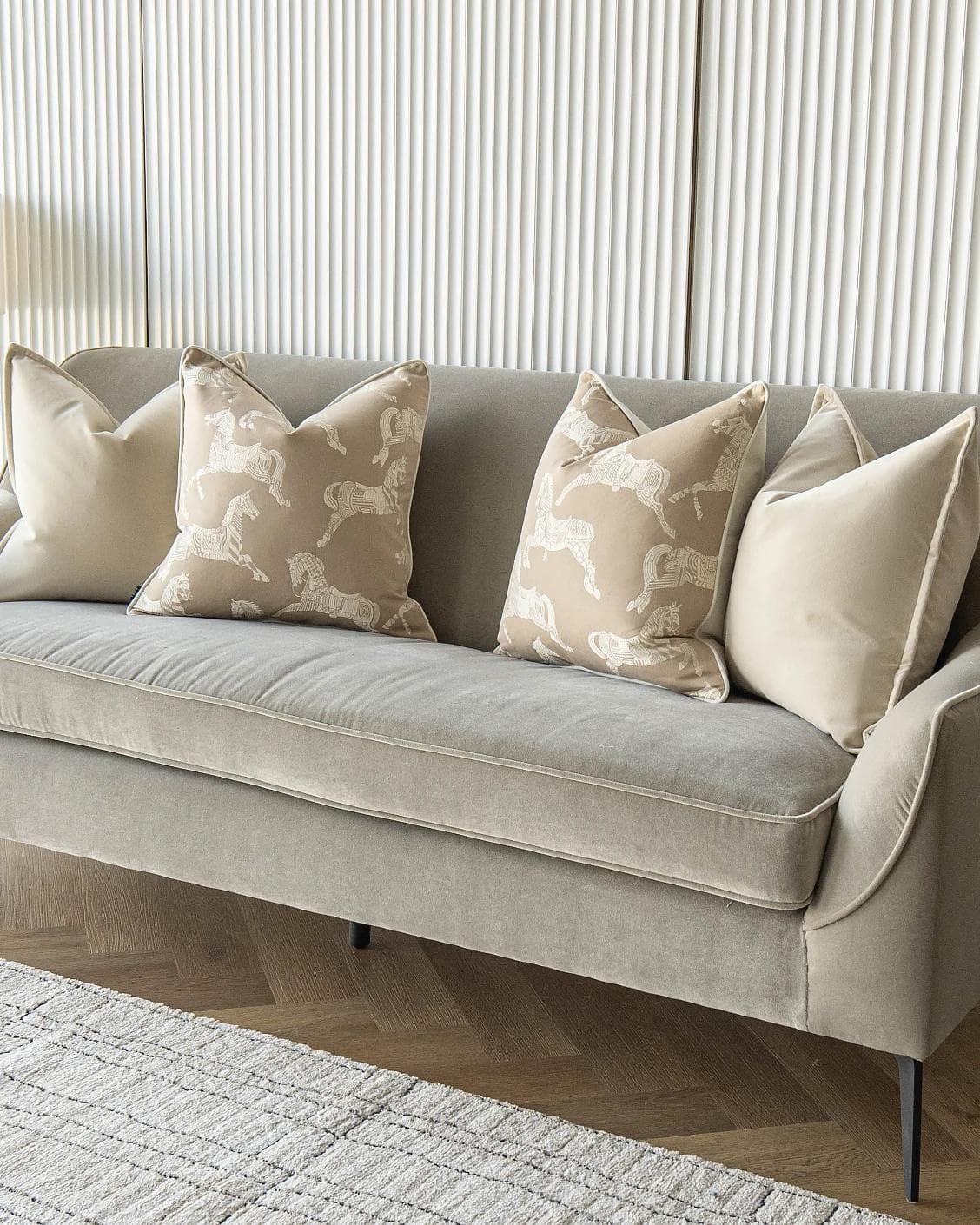 Aura Bundle cushion in beige, shown in a lifestyle right view as image 2