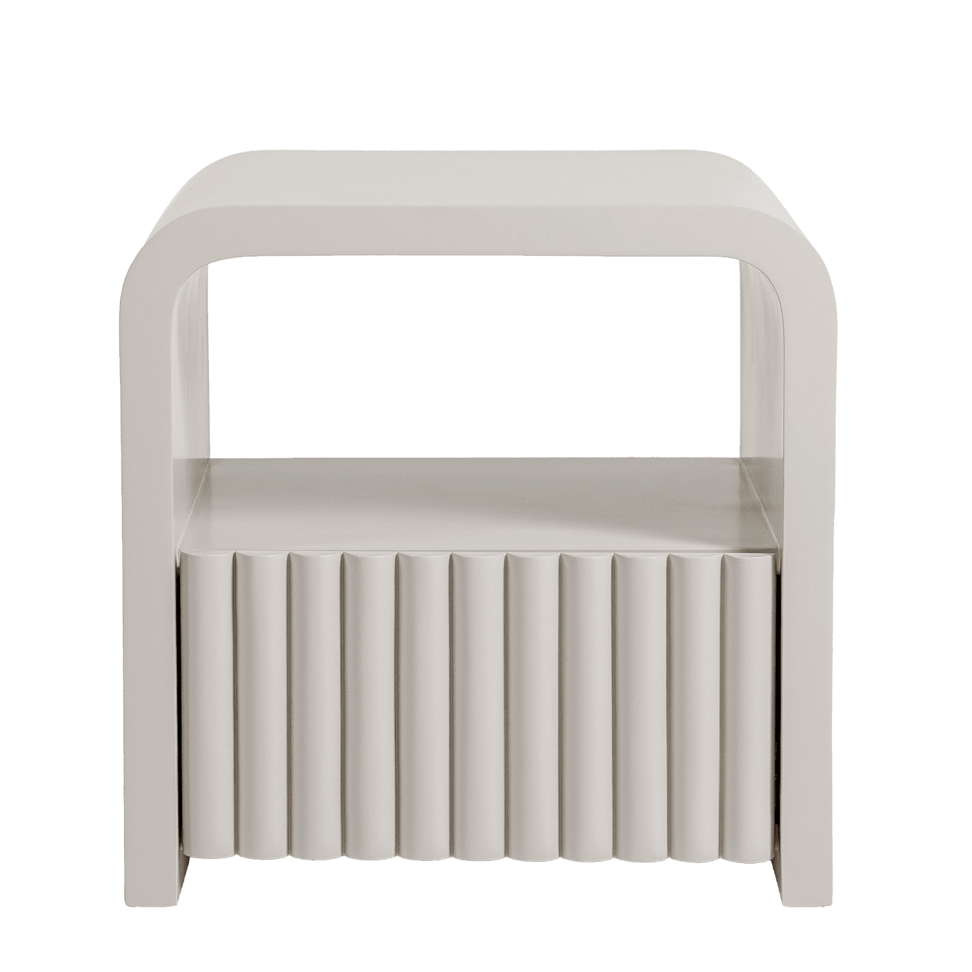 Celia nightstand in soft ivory and stone, shown in a product front view as image 1