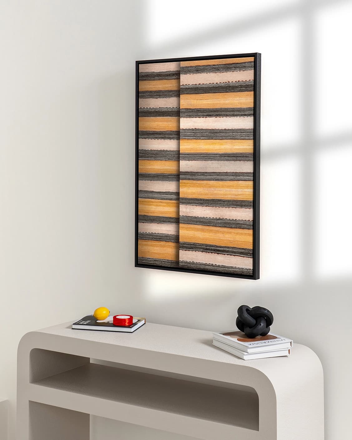 Bumblebee Grey canvas in grey, beige and yellow, shown in a lifestyle right view as image 4
