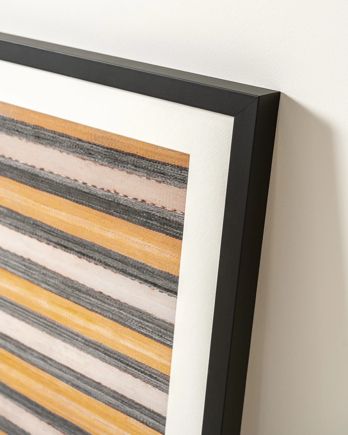 Bumblebee Grey fine art print in grey, beige and yellow, shown in a lifestyle close-up view as image 4