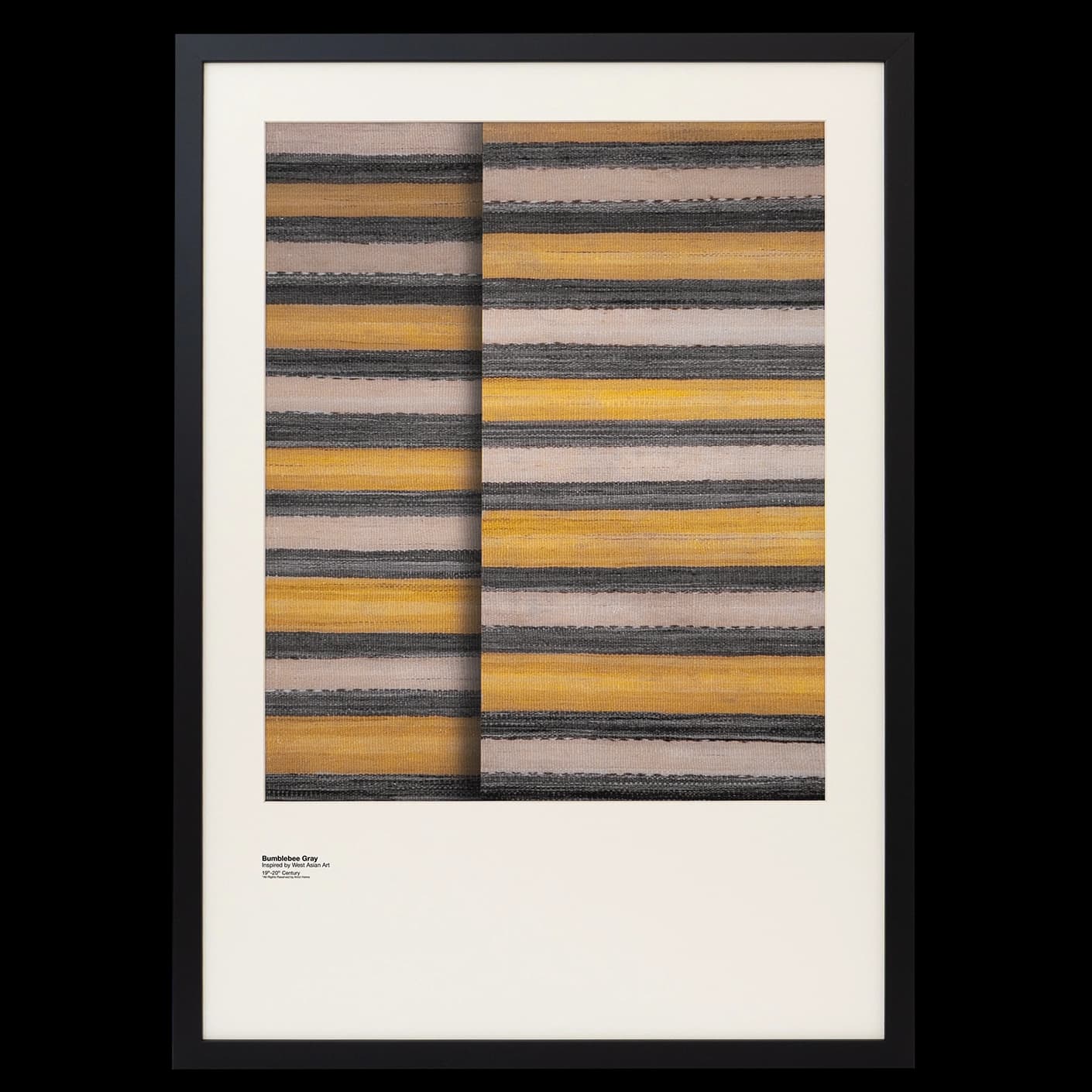 Bumblebee Grey fine art print in grey, beige and yellow, shown in a lifestyle front view as image 1