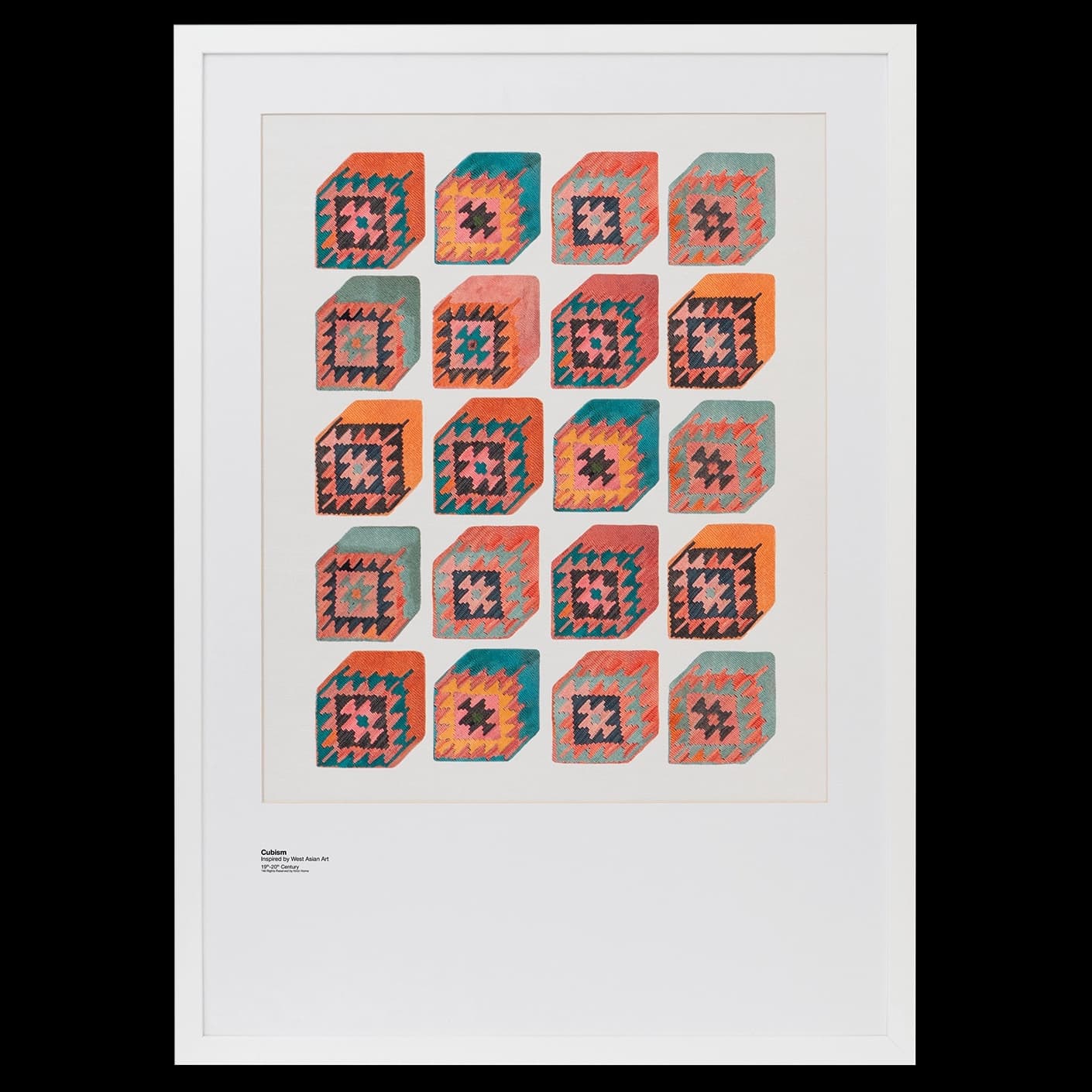 Cubism fine art print in multicolour, shown in a lifestyle front view as image 1