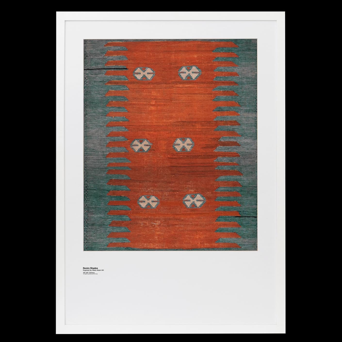 Denim Shades fine art print in red and blue, shown in a lifestyle front view as image 1