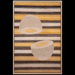 Eggercise canvas in yellow, brown and beige, shown in a product front view as image 1