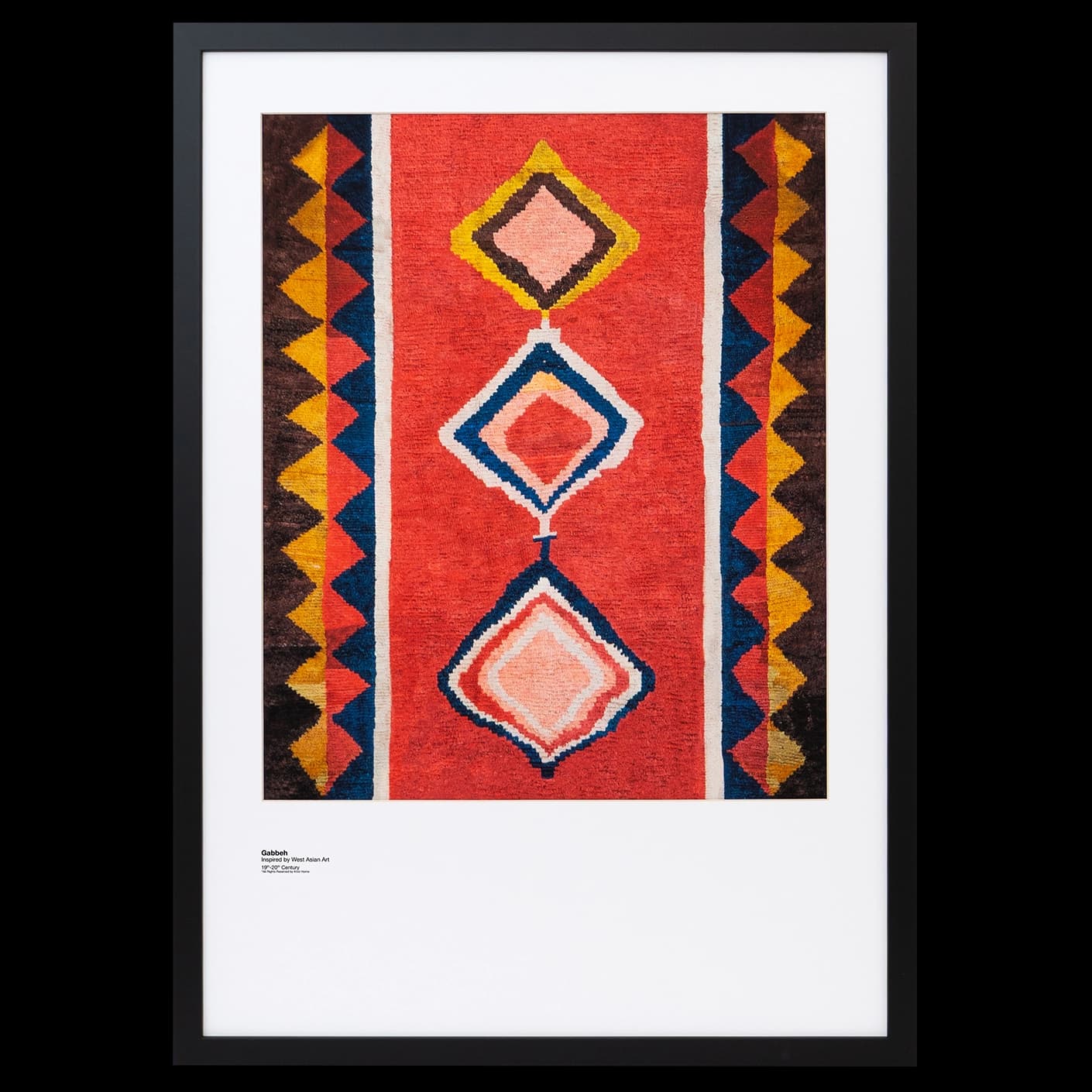 Gabbeh fine art print in red, shown in a lifestyle front view as image 1