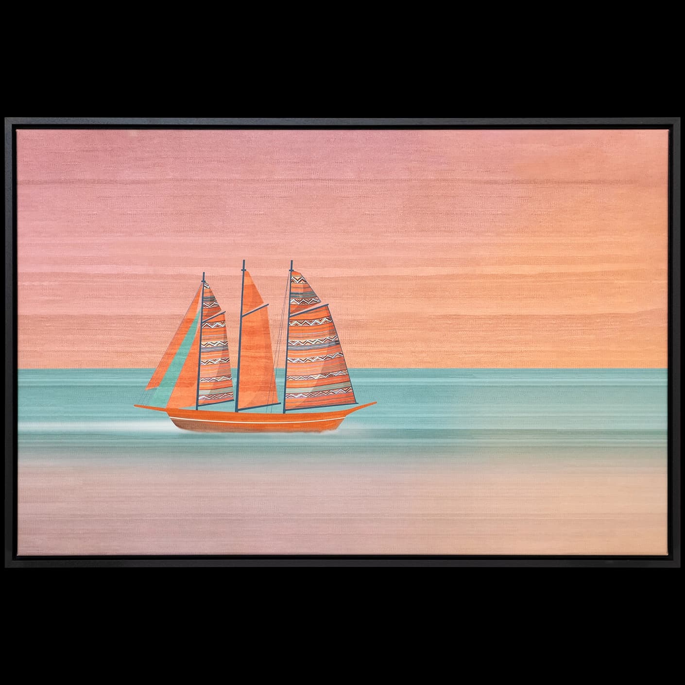 Sails canvas in pink, shown in a lifestyle front view as image 1