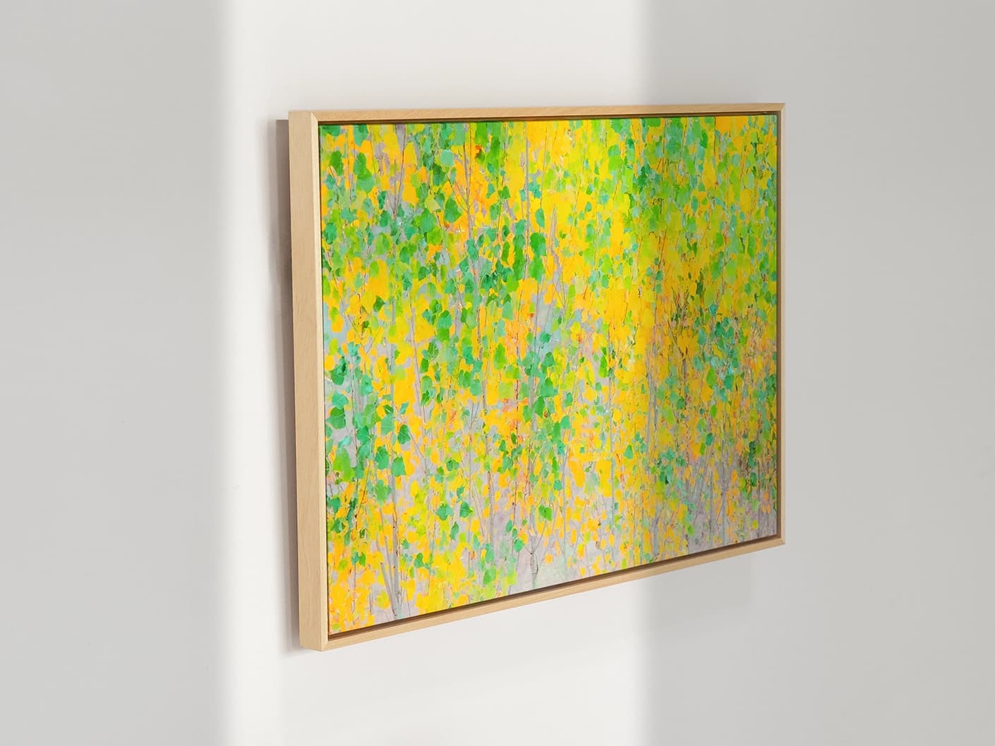 Twilight canvas in green and yellow, shown in a lifestyle left view as image 3