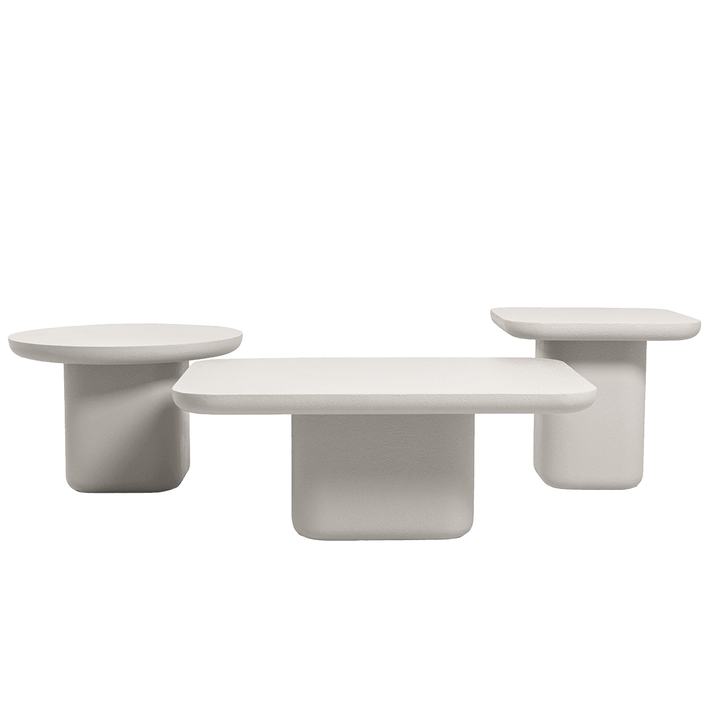 Modena Set Of 3 coffee table in soft ivory and stone, shown in a product front view as image 1